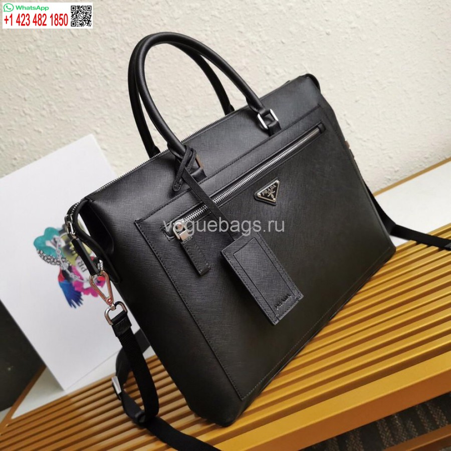 Replica Borsa Tote In Pelle Saffiano Prada 2vg044 In Nero