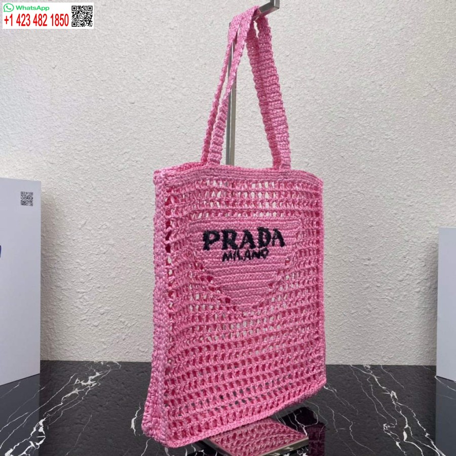 Replica Prada 1bg393 Raffia Laukku Ruusunpunainen