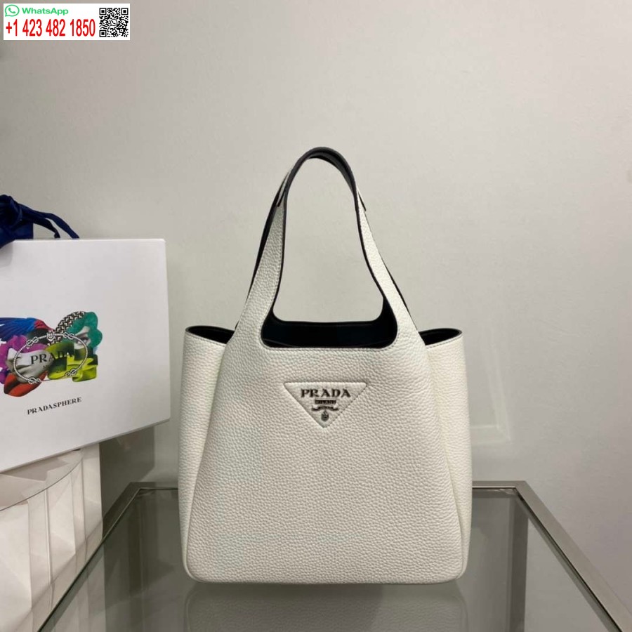 Replik Prada 1BG335 Tote Leder Eimer Handtasche Weiß