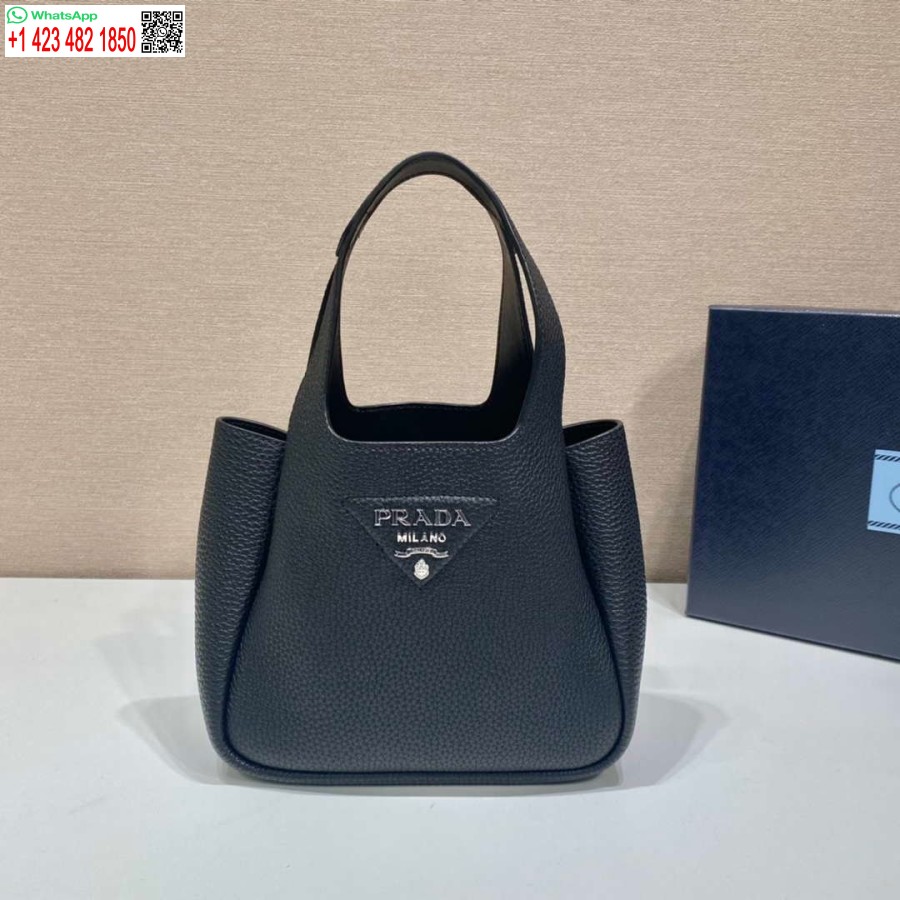 Replik Prada 1BG335 Tote Leder Eimer Handtasche Schwarz