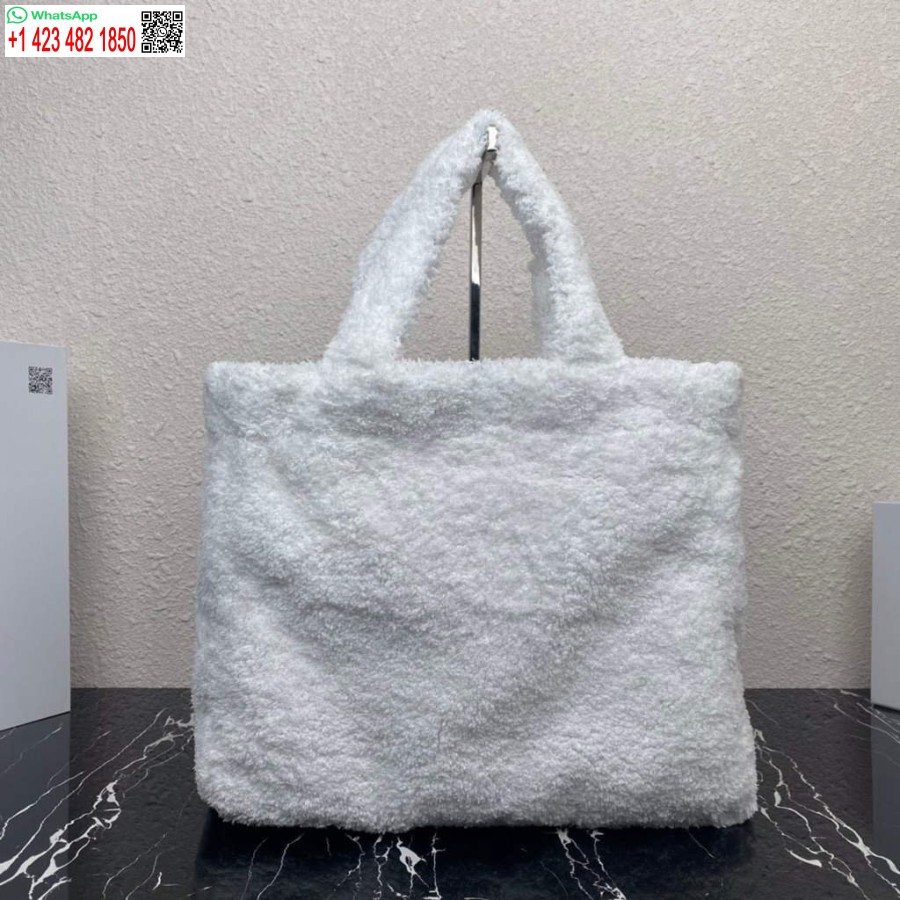 Borsa A Tracolla Tote In Shearling Replica Prada 1bg130 Bianca