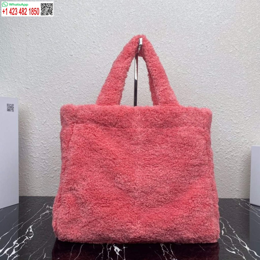 Replica Prada 1bg130 Shearling Tote Skuldertaske Blomme