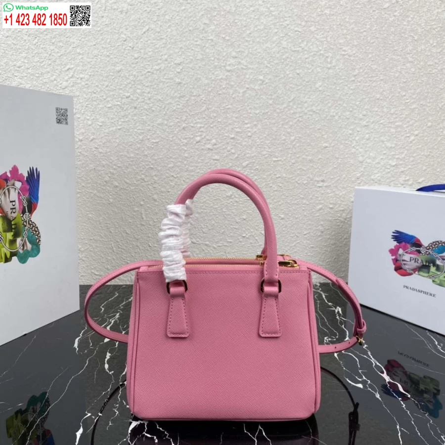 Replica Prada 1ba906 Prada Galleria Mini-borsa In Pelle Saffiano Rosa