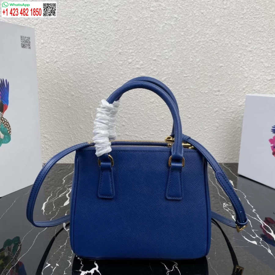 Replica Prada 1ba906 Prada Galleria Mini-borsa In Pelle Saffiano Azzurro