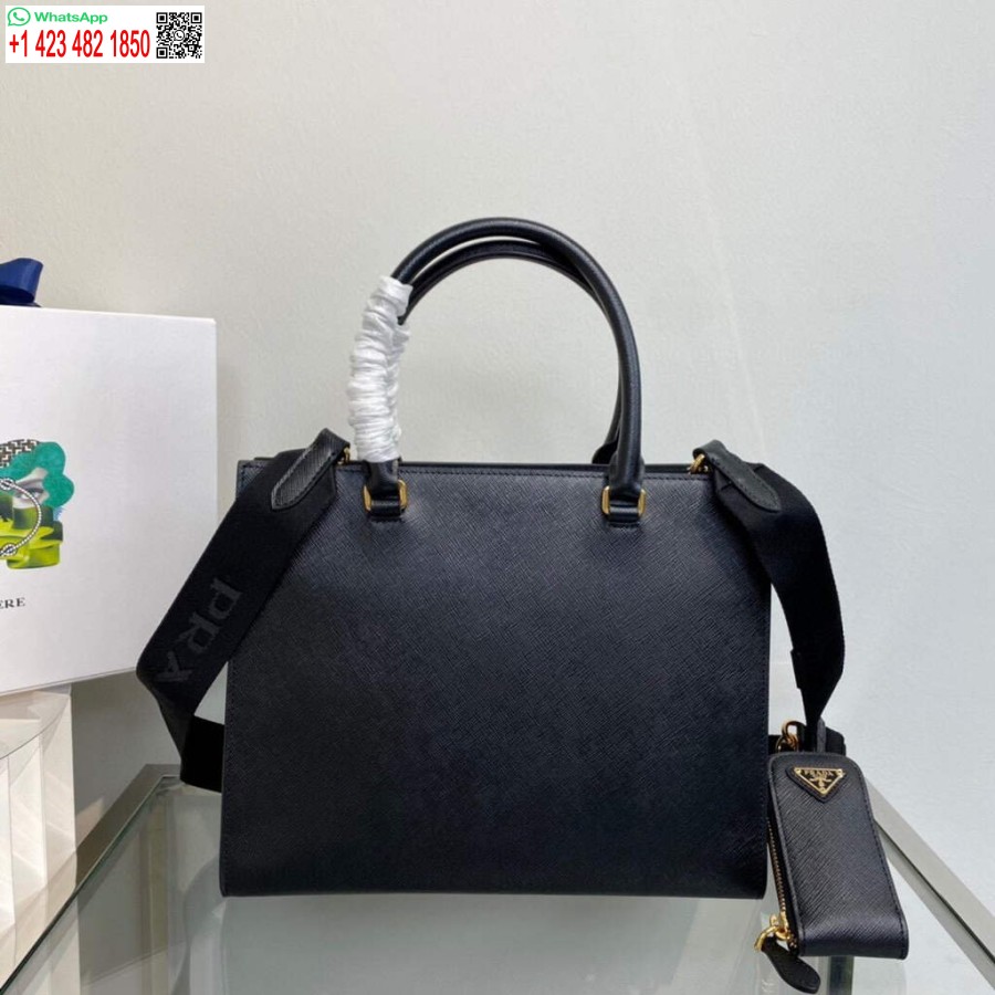 Replika Prada 1BA337 Mittelgroße Handtasche Aus Saffiano-Leder In Schwarz