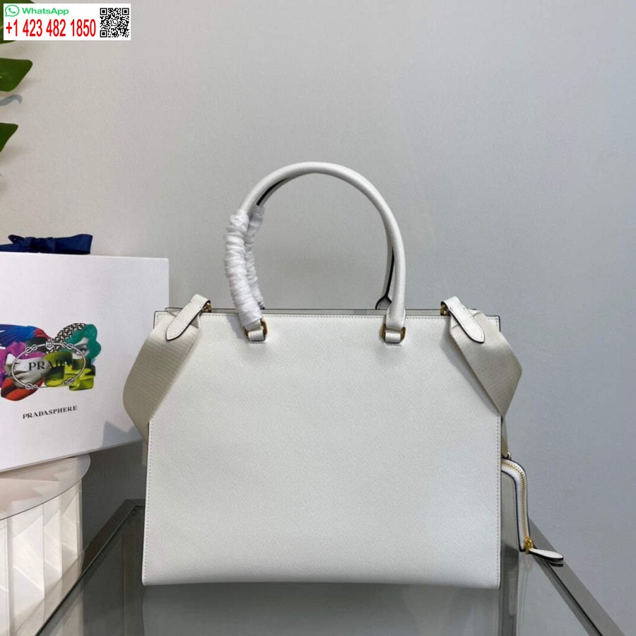 Replika Prada 1BA335 Große Handtasche Aus Saffiano-Leder Weiß