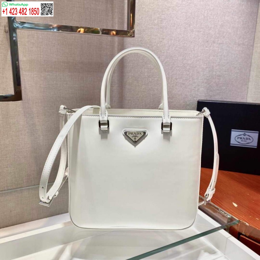 Replica Prada 1ba330 Borsa Tote In Pelle Spazzolata Bianca