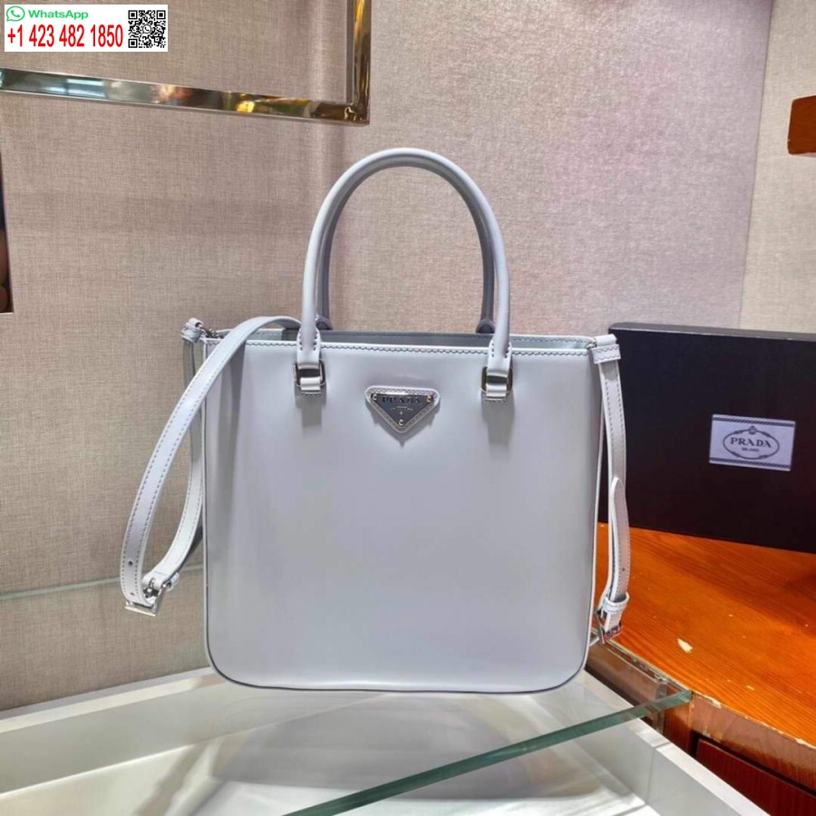 Replica Prada 1ba330 Borsa Tote In Pelle Spazzolata Azzurro