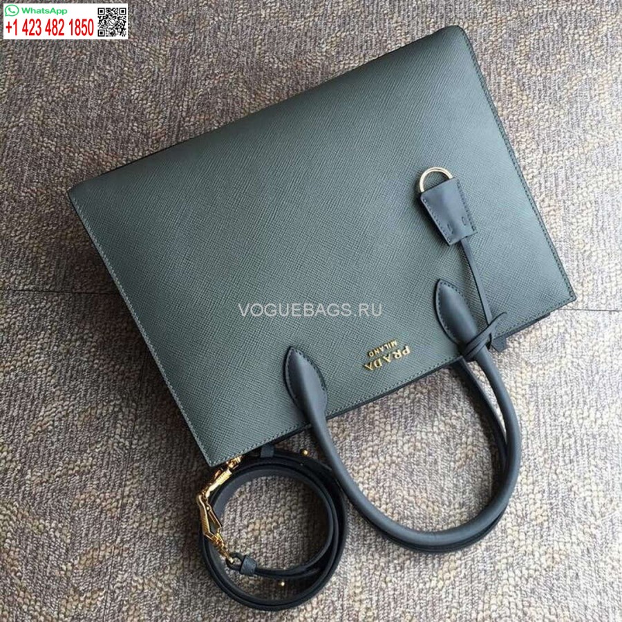 Replika Prada 1ba153 Nagy, Szaffiano Bőr Kézitáska Szürke Színben