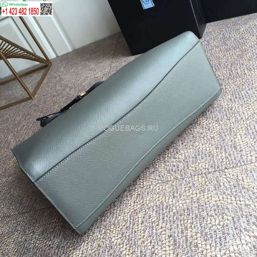 Replika Prada 1ba153 Nagy, Szaffiano Bőr Kézitáska Szürke Színben