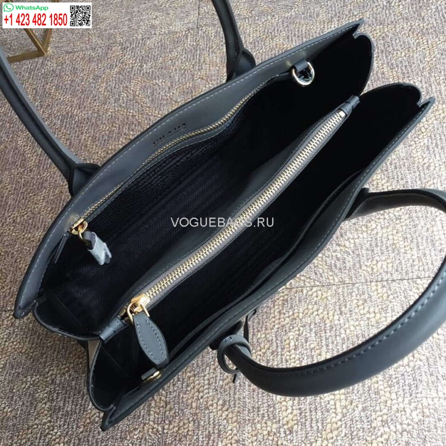 Replika Prada 1ba153 Nagy, Szaffiano Bőr Kézitáska Szürke Színben