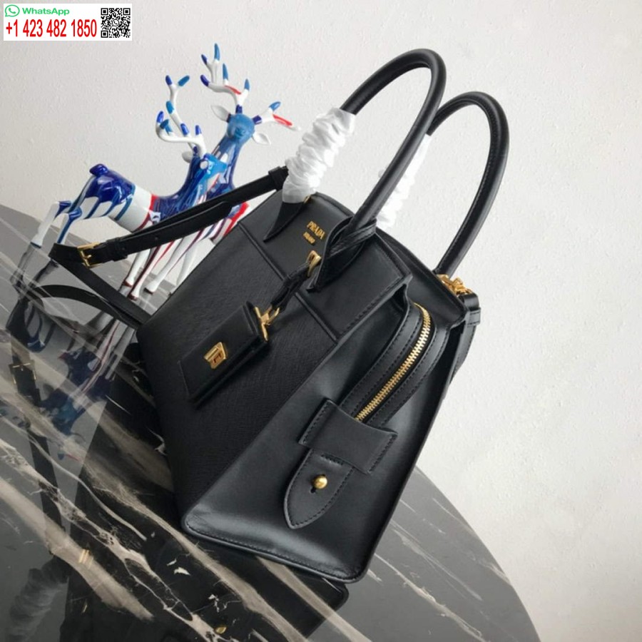 Replica Prada 1ba046 Medium Esplanade Mulepose I Læder Sort