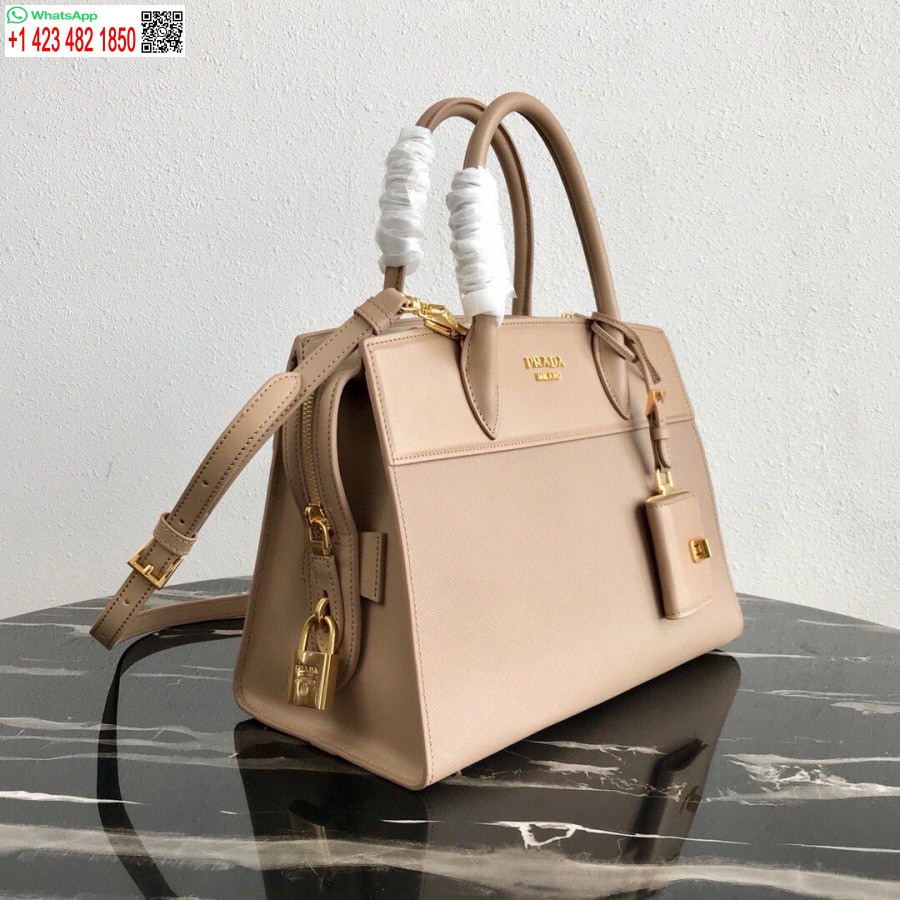 Replica Prada 1ba046 Medium Esplanade Mulepose I Læder Abrikos